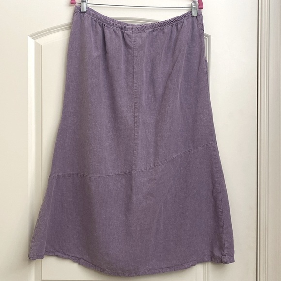 Sympatico Hemp/Tencel Midi Skirt Women’s L Purple Lagenlook Boho Made in USA - Picture 3 of 10